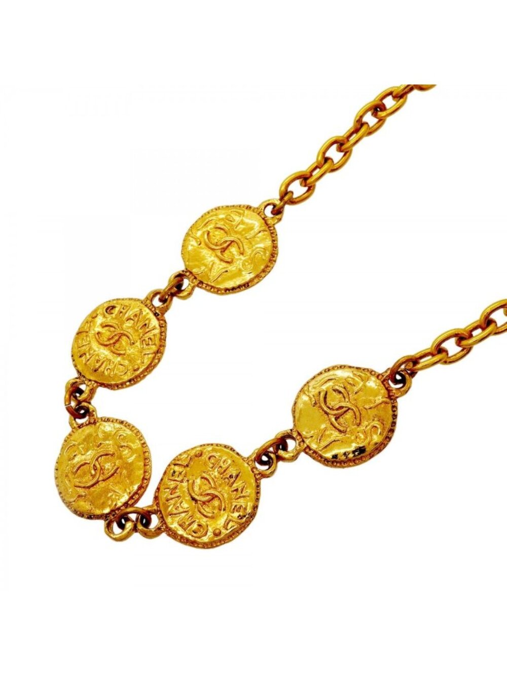 Chanel Necklace Vintage CC Logo Gold Plated